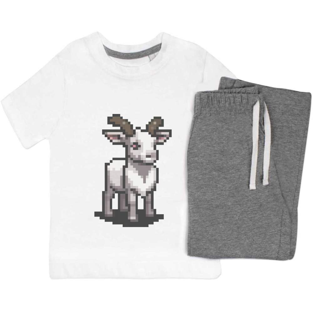 'Pixel Art Goat' Kids Nightwear / Pyjama Set (KP043956)