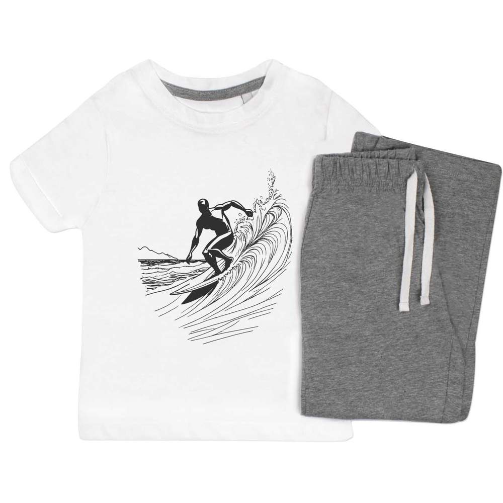 'Surfer Riding The Waves' Kids Nightwear / Pyjama Set (KP045120)