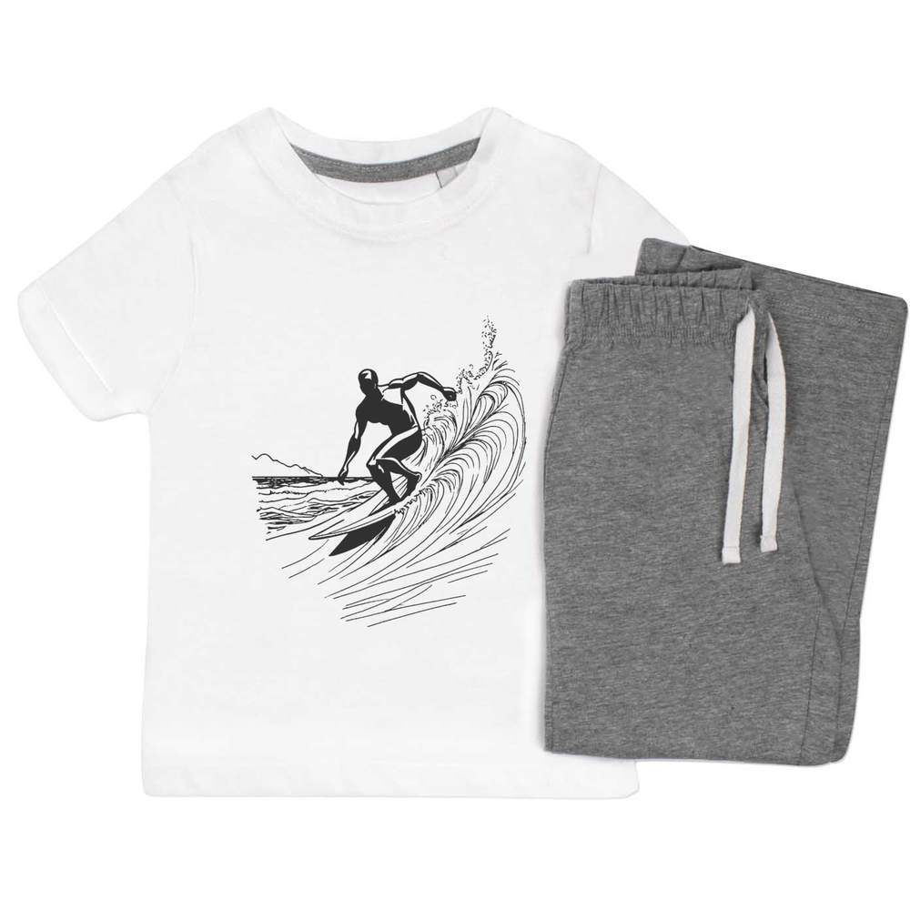 'Surfer Riding The Waves' Kids Nightwear / Pyjama Set (KP045120)