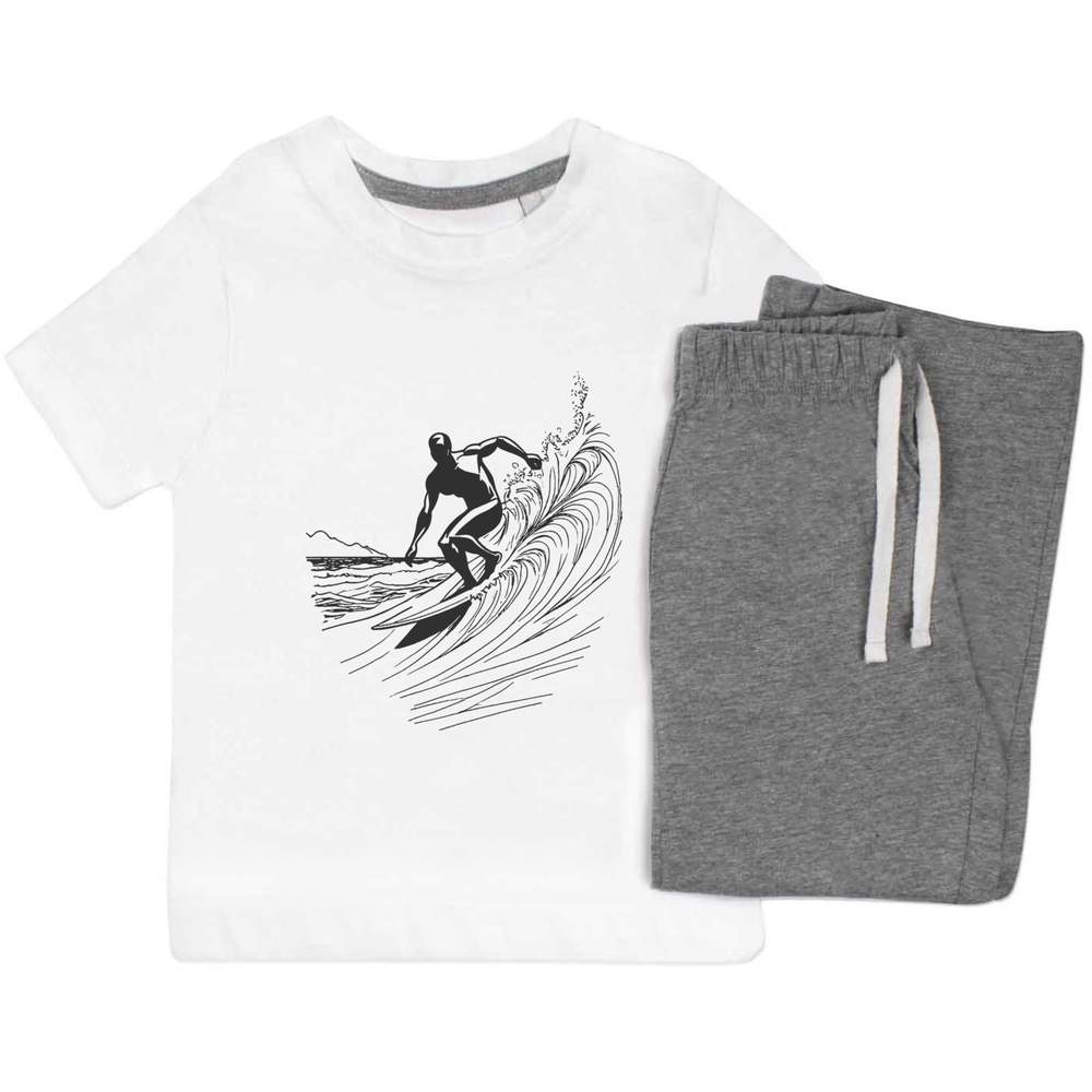 'Surfer Riding The Waves' Kids Nightwear / Pyjama Set (KP045120)