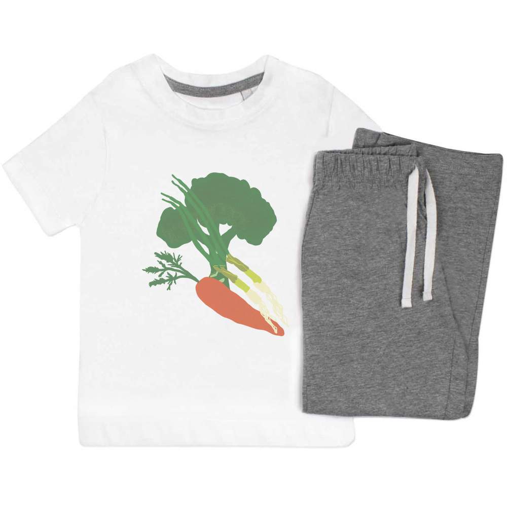 'Broccoli Carrots And Spring onions' Kids Nightwear / Pyjama Set (KP045829)
