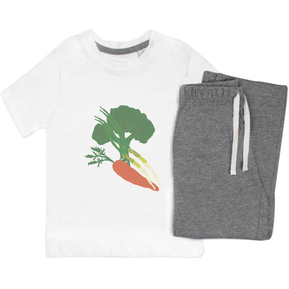 'Broccoli Carrots And Spring onions' Kids Nightwear / Pyjama Set (KP045829)
