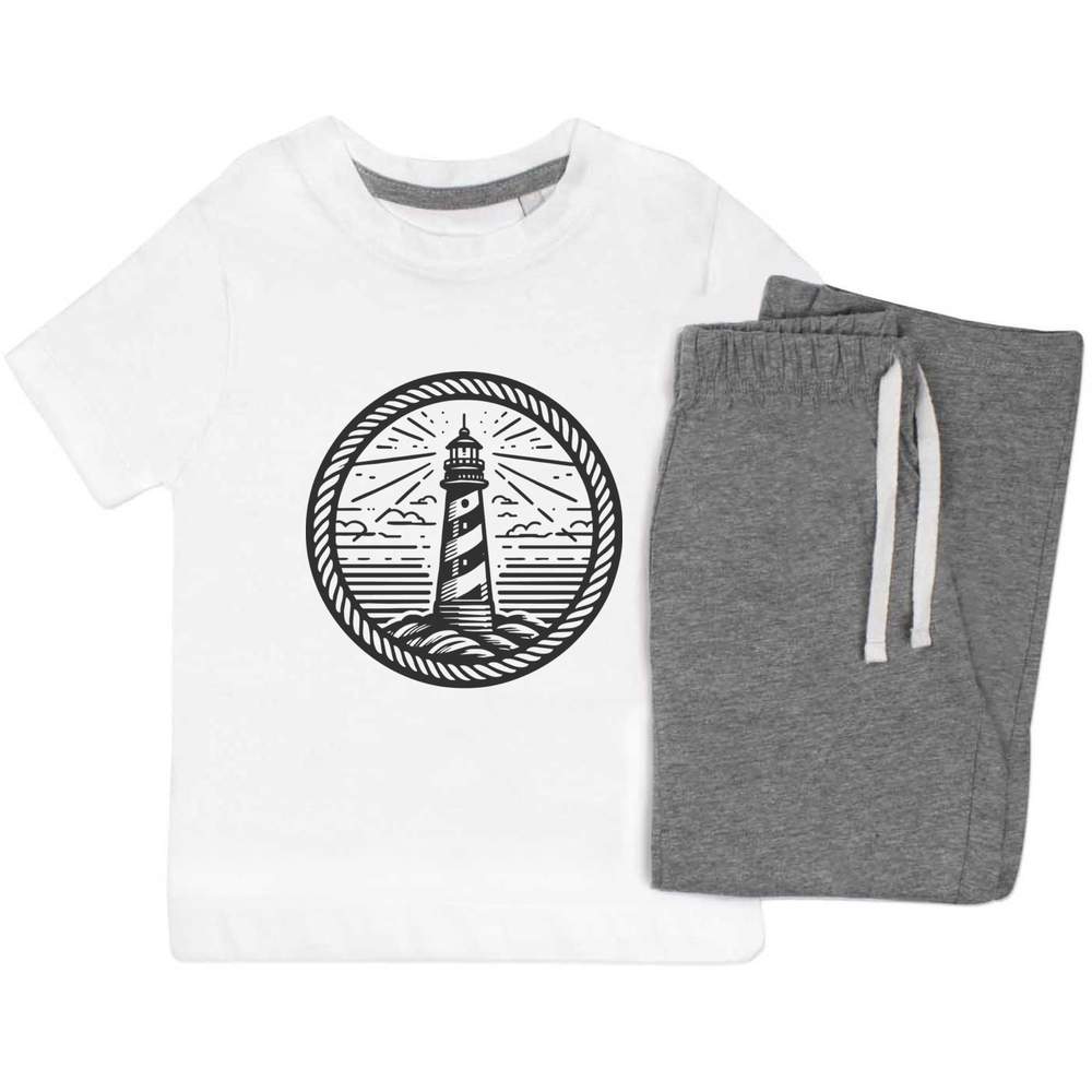 'Lighthouse And Rope' Kids Nightwear / Pyjama Set (KP047595)