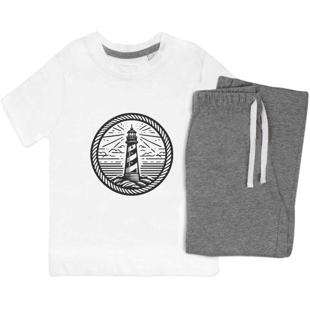 'Lighthouse And Rope' Kids Nightwear / Pyjama Set (KP047595)