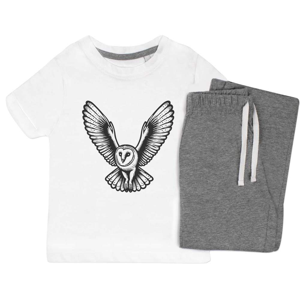 'Flying Barn Owl' Kids Nightwear / Pyjama Set (KP048329)