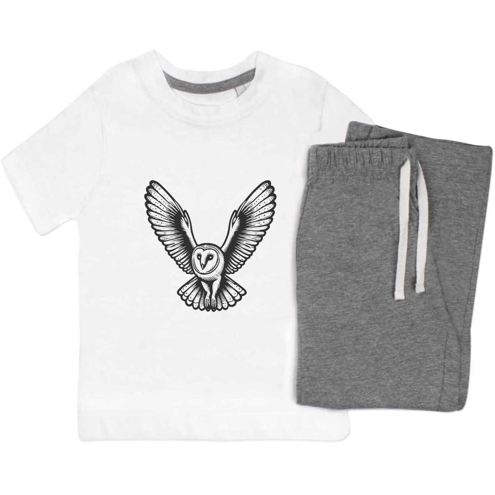 'Flying Barn Owl' Kids Nightwear / Pyjama Set (KP048329)