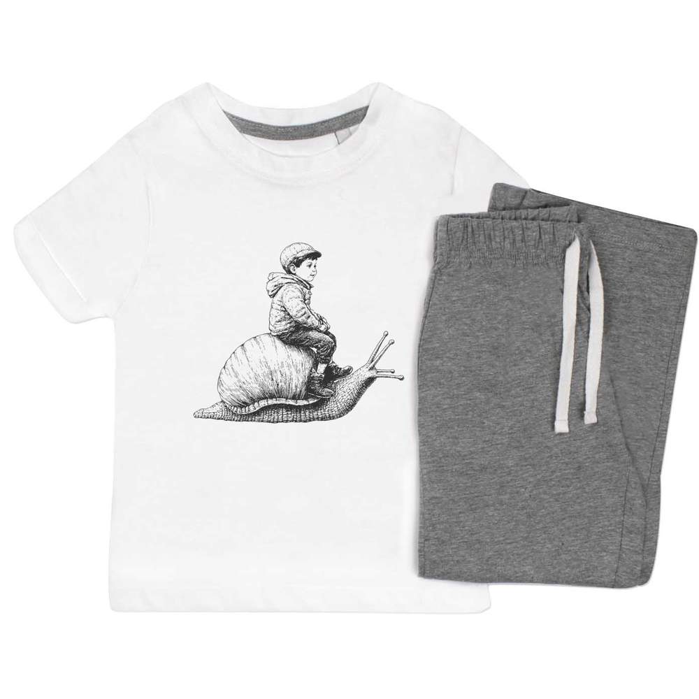 'Boy Riding Snail' Kids Nightwear / Pyjama Set (KP049214)
