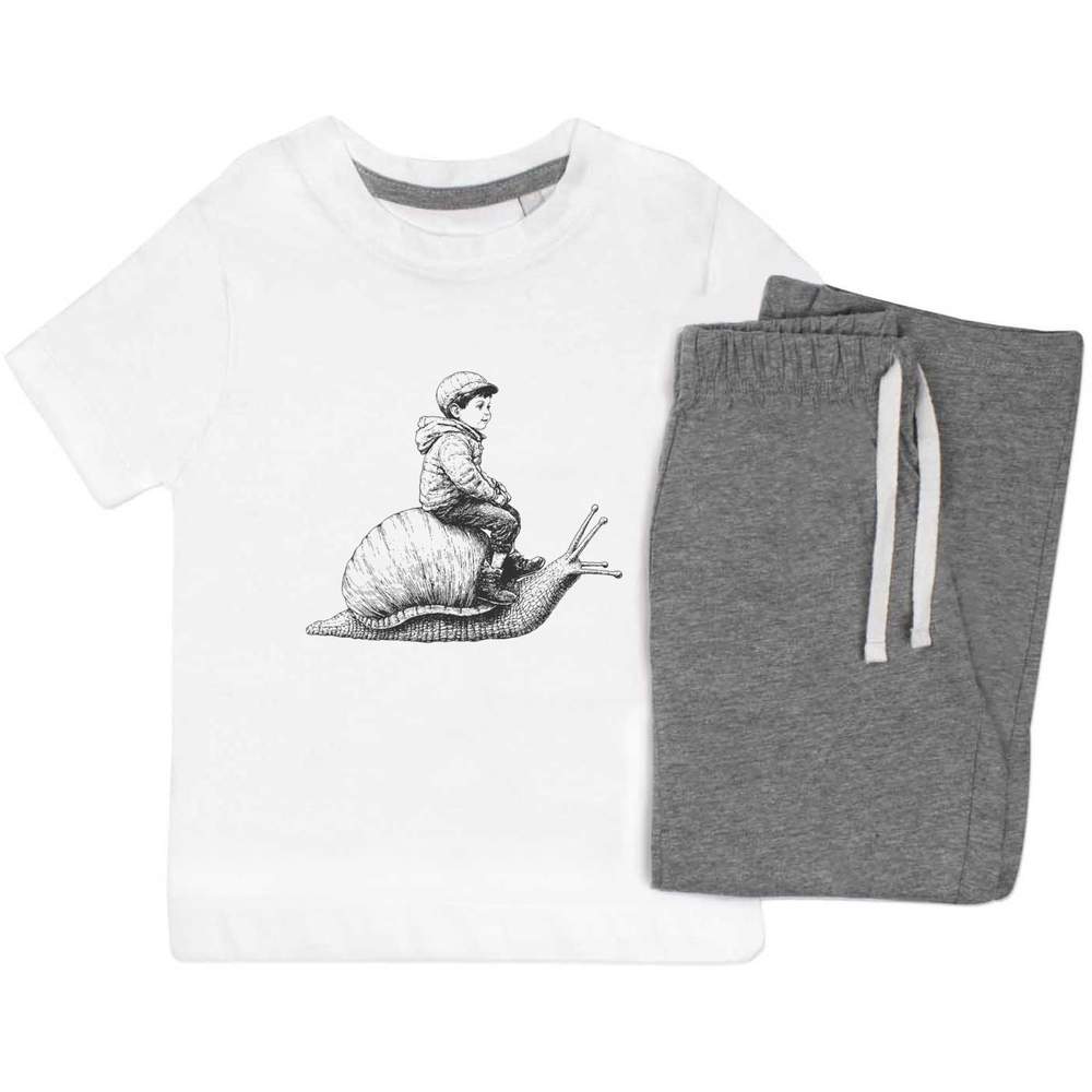 'Boy Riding Snail' Kids Nightwear / Pyjama Set (KP049214)