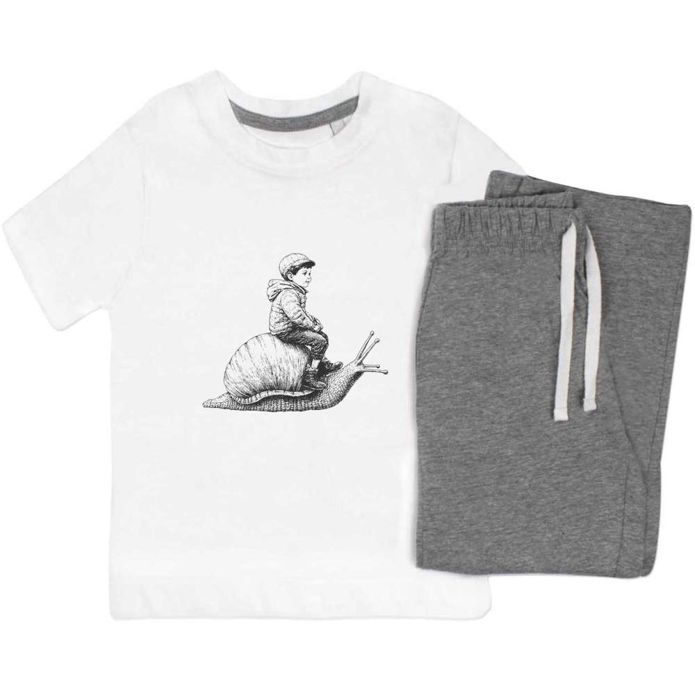 'Boy Riding Snail' Kids Nightwear / Pyjama Set (KP049214)