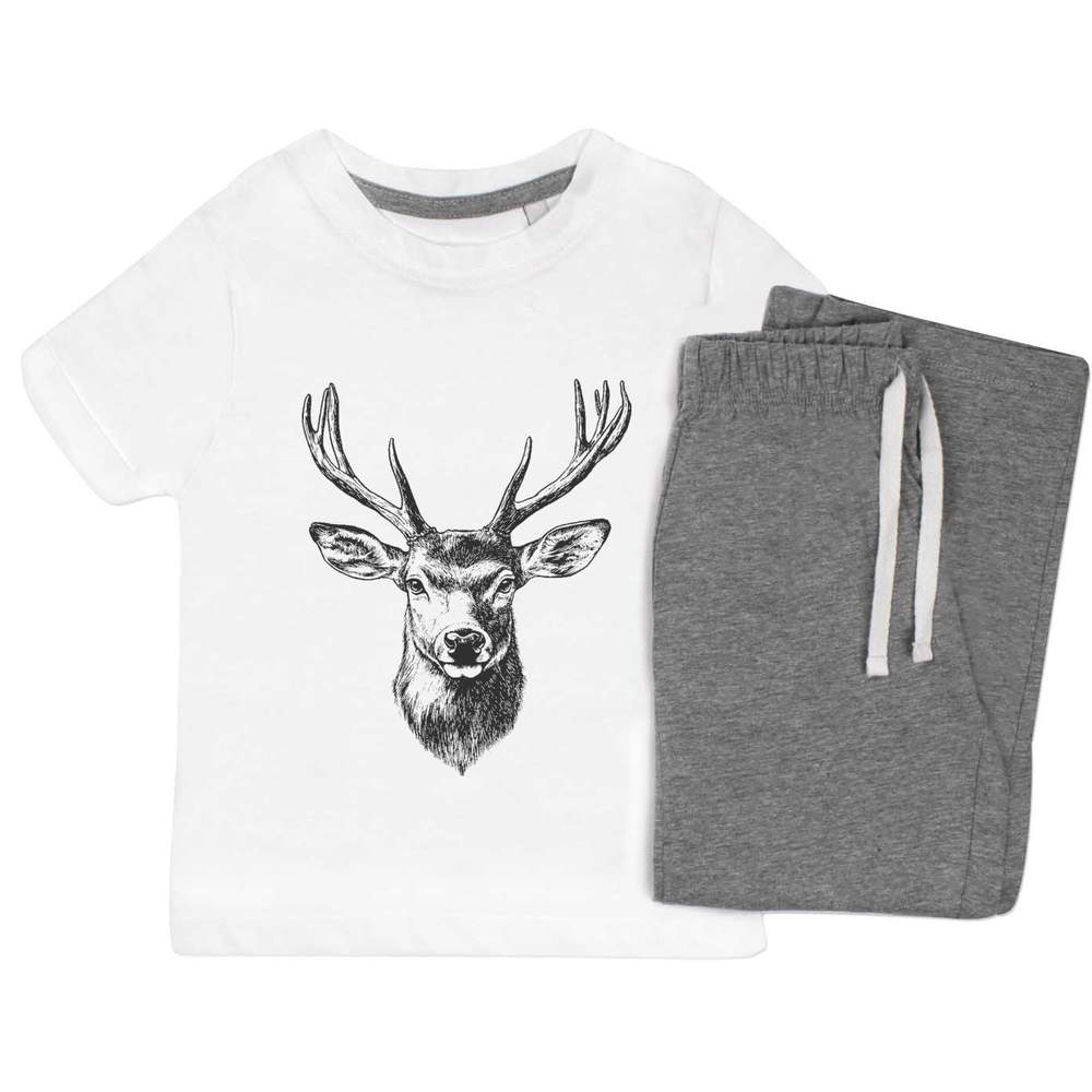 'Red Deer Stag' Kids Nightwear / Pyjama Set (KP049387)