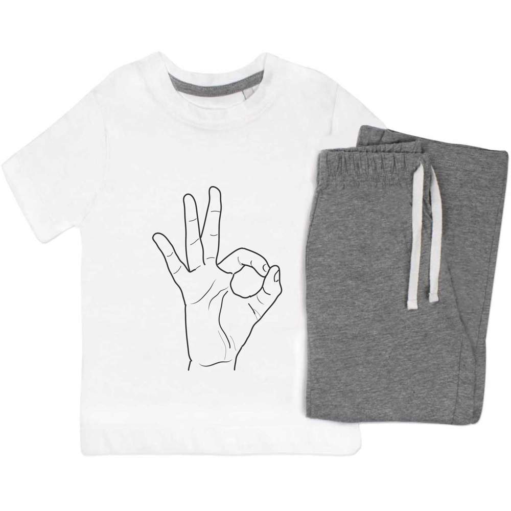 'Hand Sign Okay' Kids Nightwear / Pyjama Set (KP049836)
