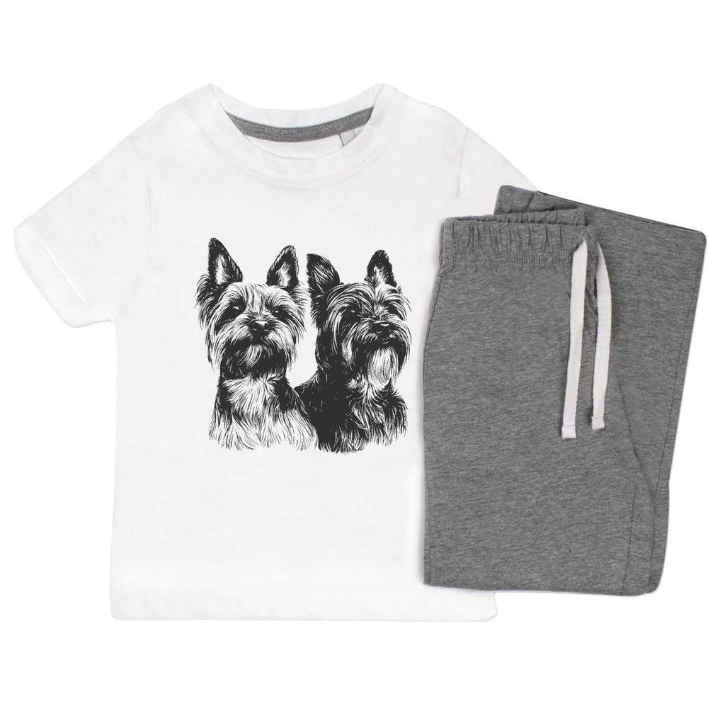 'Two Yorkshire Terriers Portrait' Kids Nightwear / Pyjama Set (KP053101)