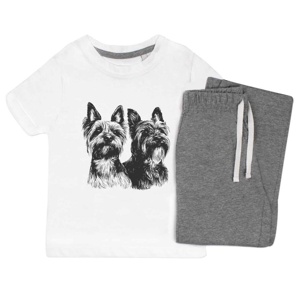 'Two Yorkshire Terriers Portrait' Kids Nightwear / Pyjama Set (KP053101)