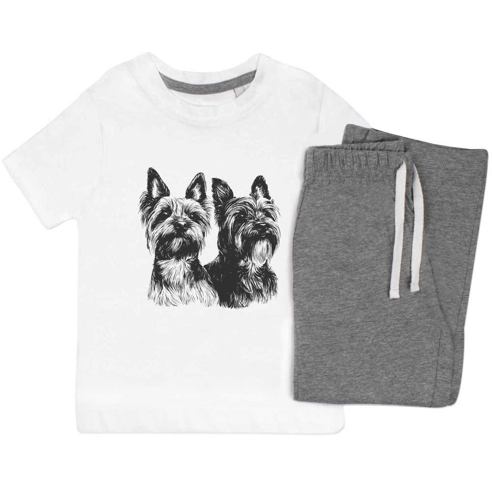 'Two Yorkshire Terriers Portrait' Kids Nightwear / Pyjama Set (KP053101)