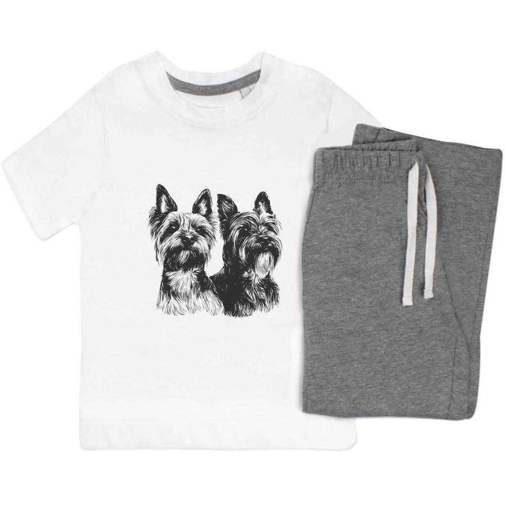 'Two Yorkshire Terriers Portrait' Kids Nightwear / Pyjama Set (KP053101)
