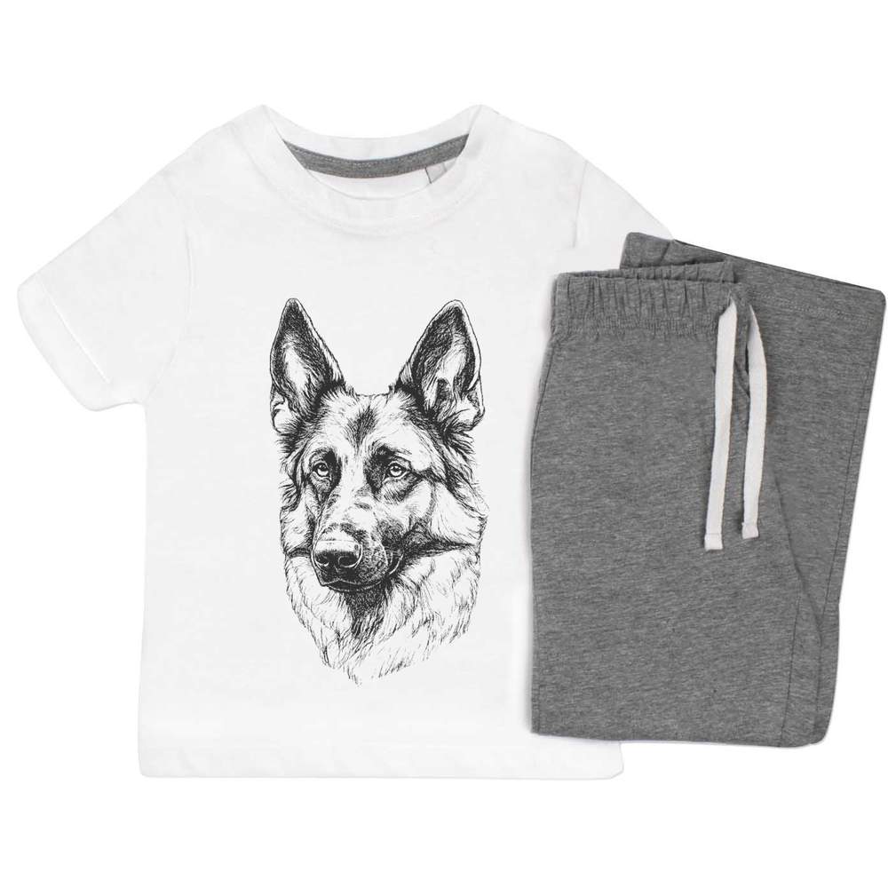 'German Shepherd Portrait' Kids Nightwear / Pyjama Set (KP053359)