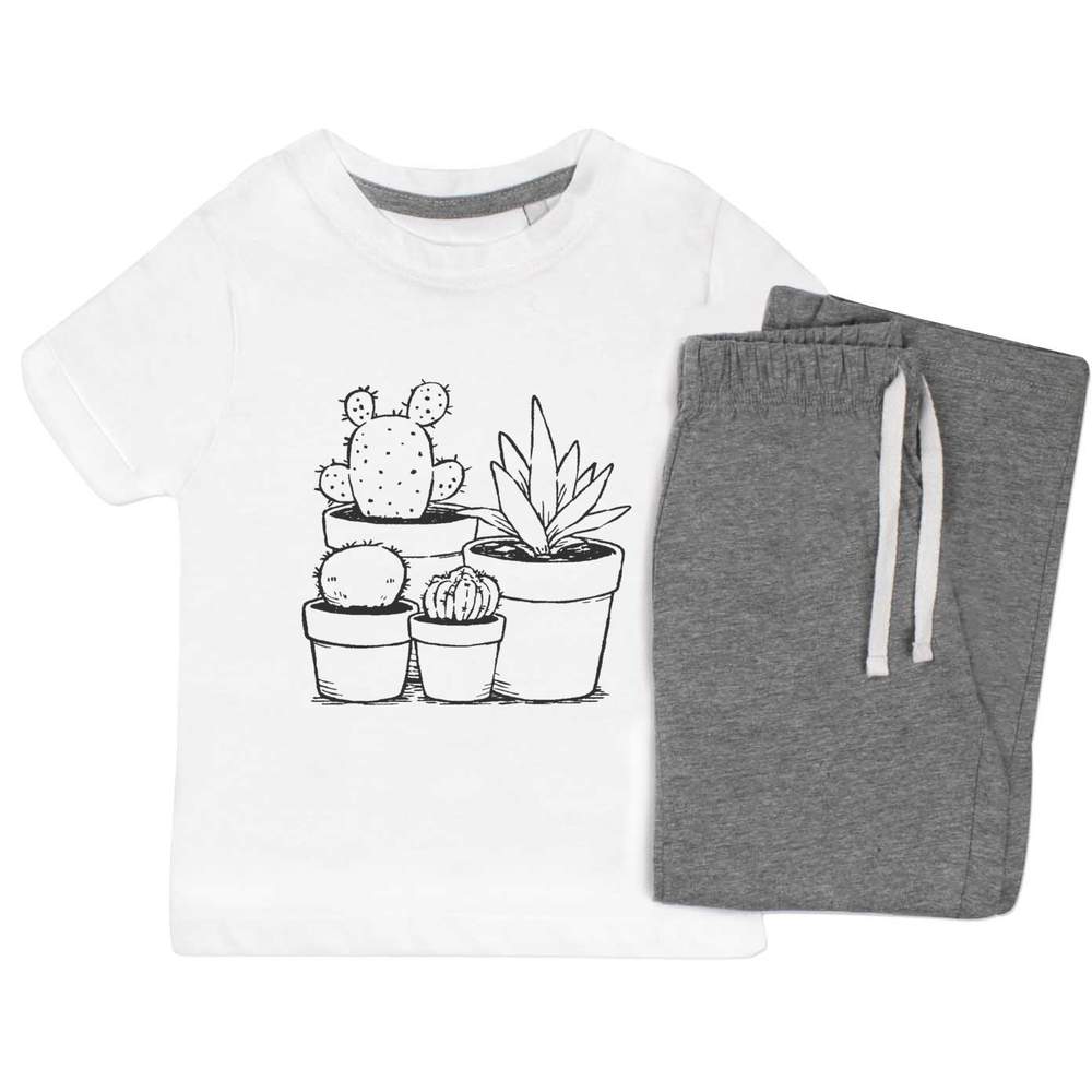 'Cacti Plants in Pots' Kids Nightwear / Pyjama Set (KP053513)