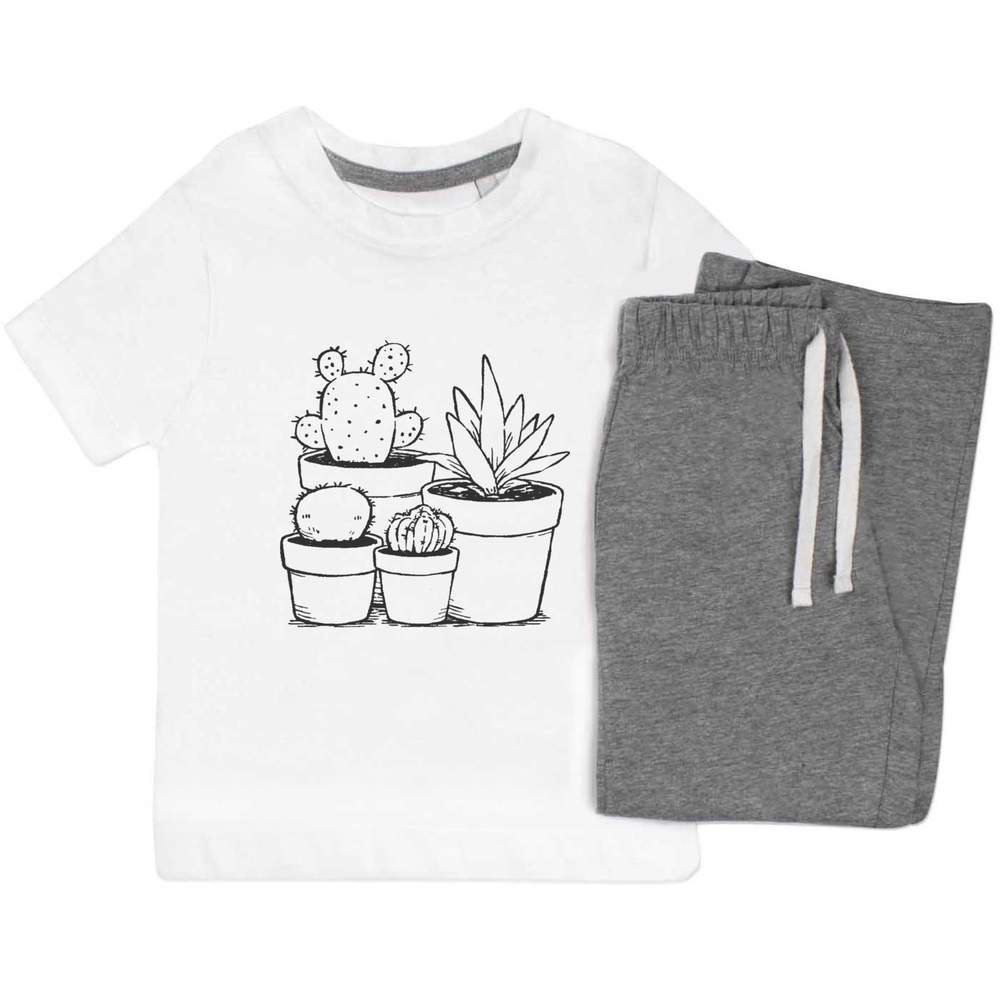 'Cacti Plants in Pots' Kids Nightwear / Pyjama Set (KP053513)