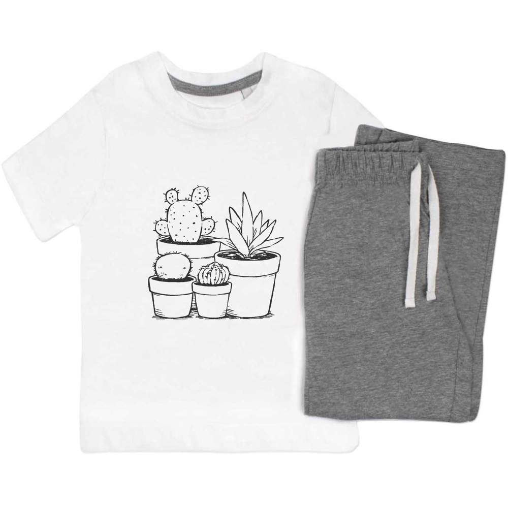'Cacti Plants in Pots' Kids Nightwear / Pyjama Set (KP053513)