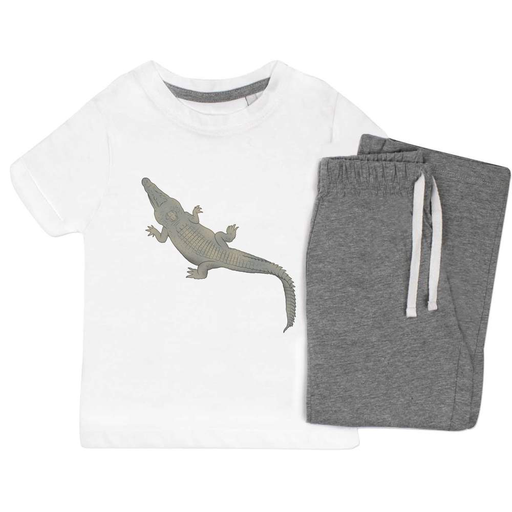 'Alligator Top View' Kids Nightwear / Pyjama Set (KP054607)
