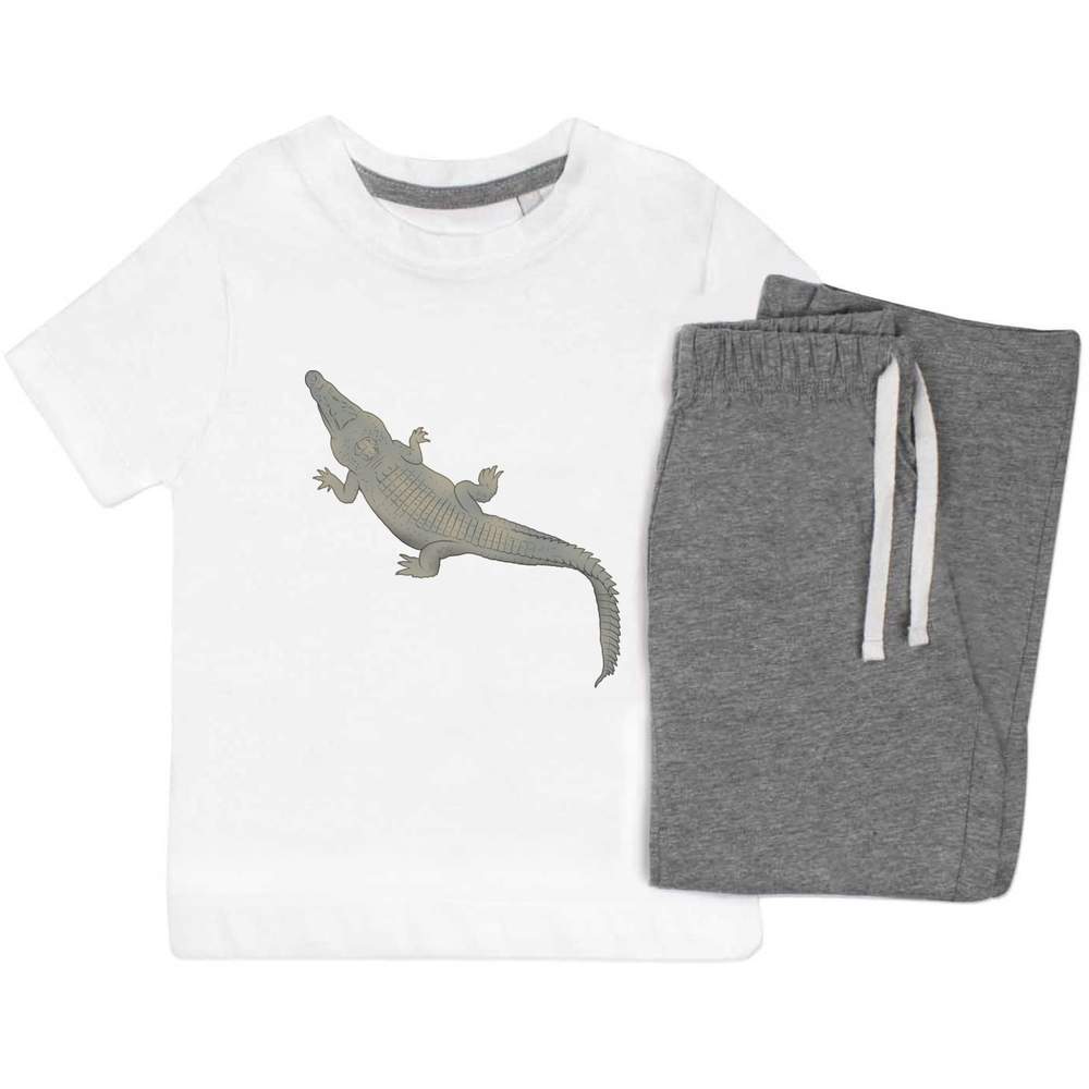 'Alligator Top View' Kids Nightwear / Pyjama Set (KP054607)