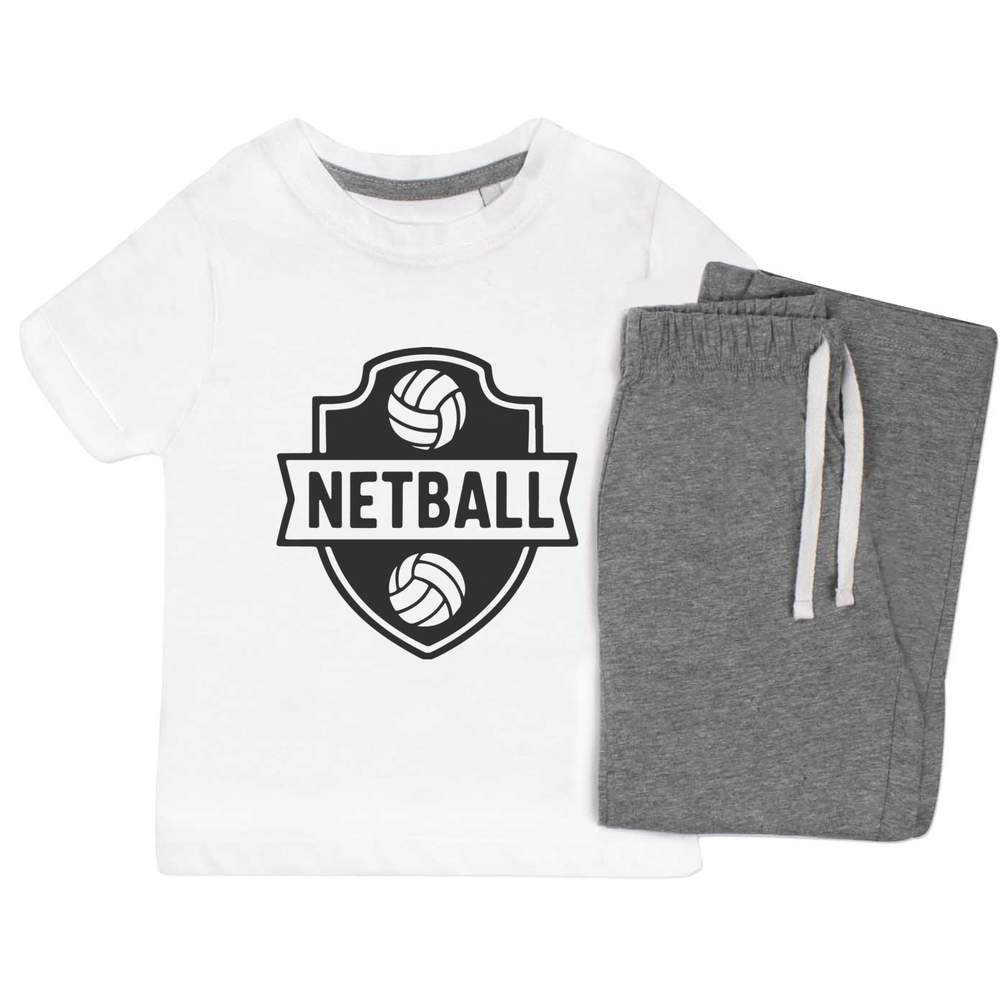 'Netball Emblem' Kids Nightwear / Pyjama Set (KP055327)