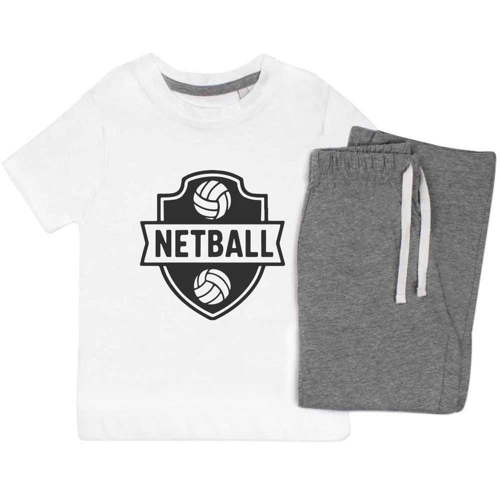 'Netball Emblem' Kids Nightwear / Pyjama Set (KP055327)