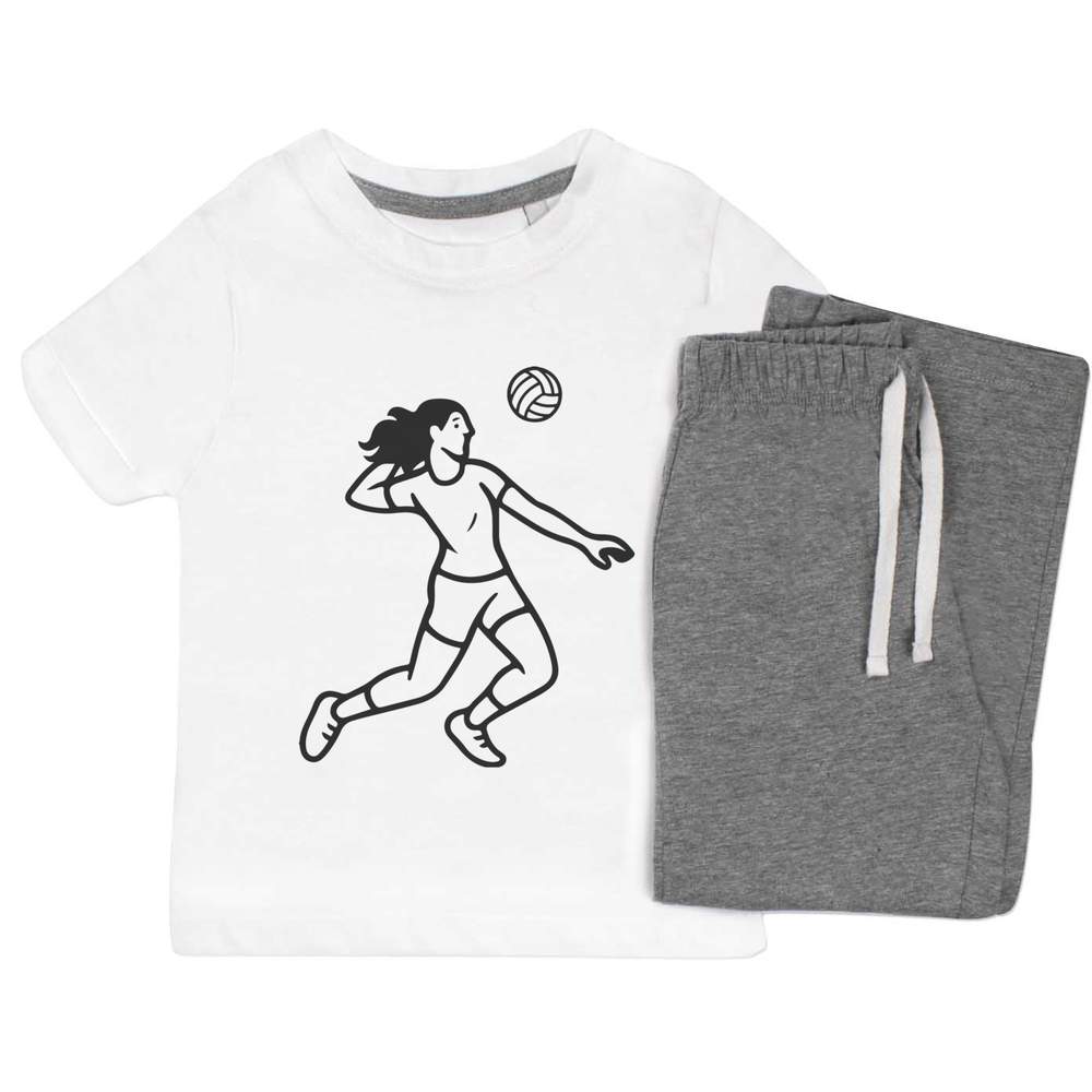 'Volleyball Player Action' Kids Nightwear / Pyjama Set (KP055366)