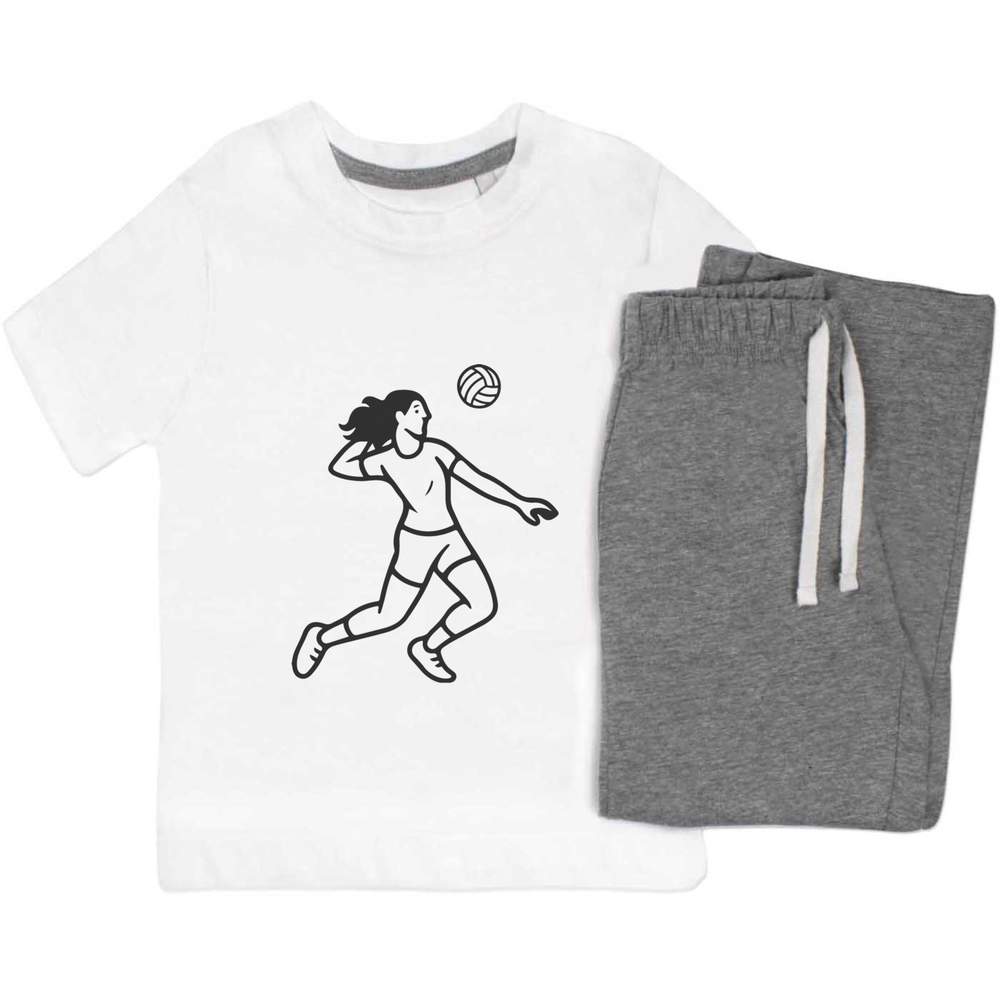 'Volleyball Player Action' Kids Nightwear / Pyjama Set (KP055366)