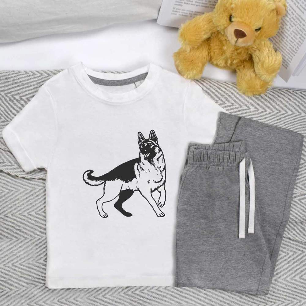 'Alsatian Dog' Kids Nightwear / Pyjama Set (KP016528)