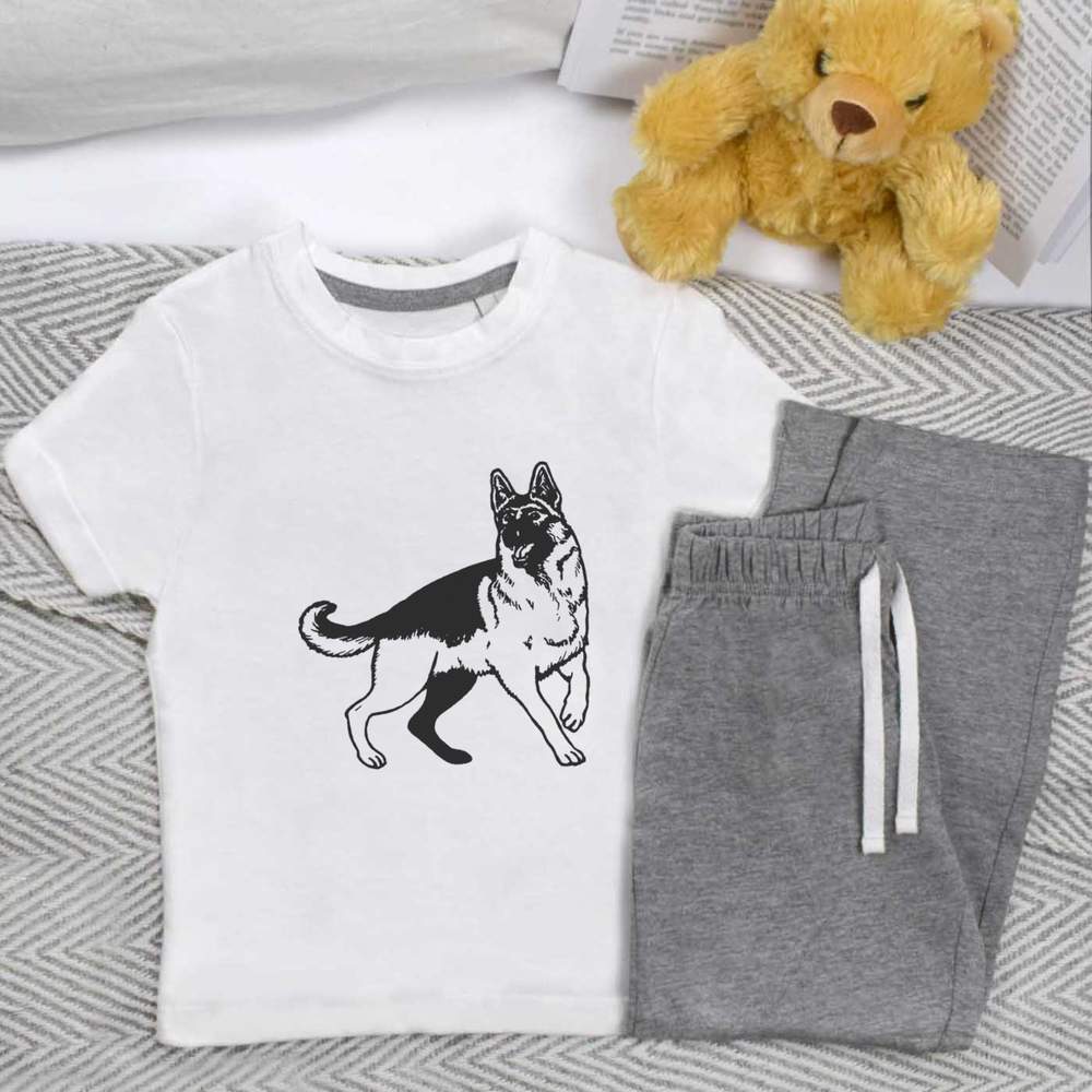 'Alsatian Dog' Kids Nightwear / Pyjama Set (KP016528)