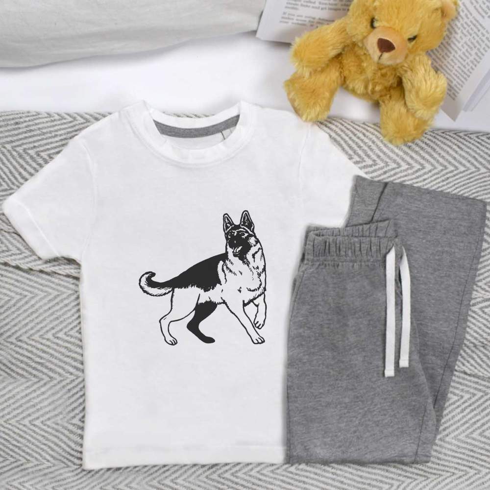 'Alsatian Dog' Kids Nightwear / Pyjama Set (KP016528)