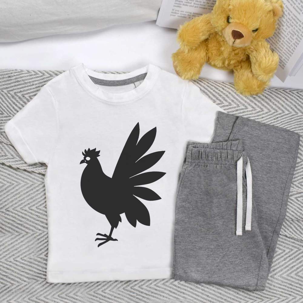 'Cockerel Silhouette' Kids Nightwear / Pyjama Set (KP043866)