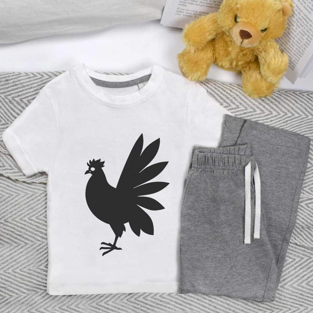 'Cockerel Silhouette' Kids Nightwear / Pyjama Set (KP043866)