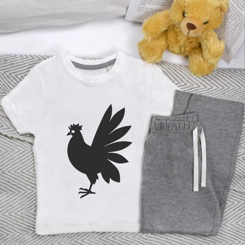 'Cockerel Silhouette' Kids Nightwear / Pyjama Set (KP043866)