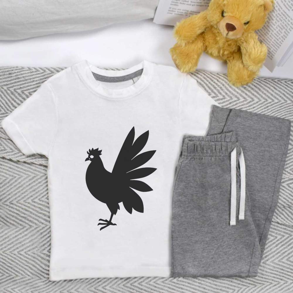 'Cockerel Silhouette' Kids Nightwear / Pyjama Set (KP043866)