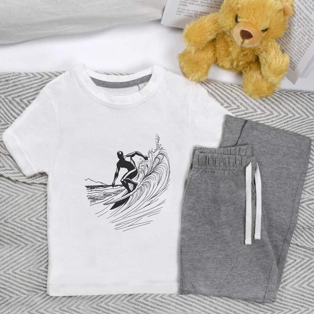 'Surfer Riding The Waves' Kids Nightwear / Pyjama Set (KP045120)