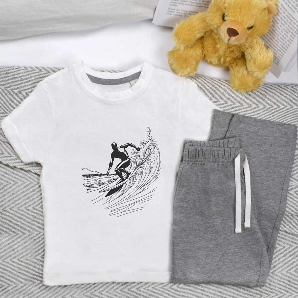 'Surfer Riding The Waves' Kids Nightwear / Pyjama Set (KP045120)