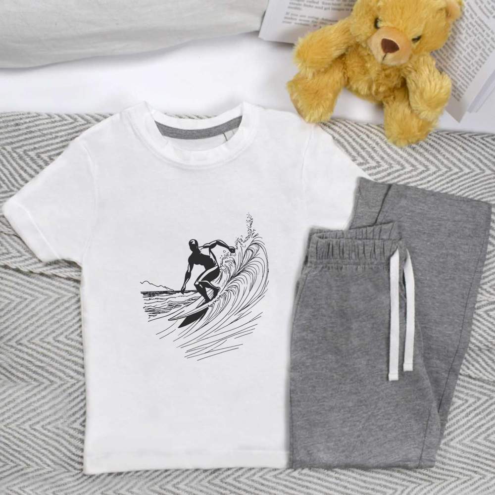'Surfer Riding The Waves' Kids Nightwear / Pyjama Set (KP045120)