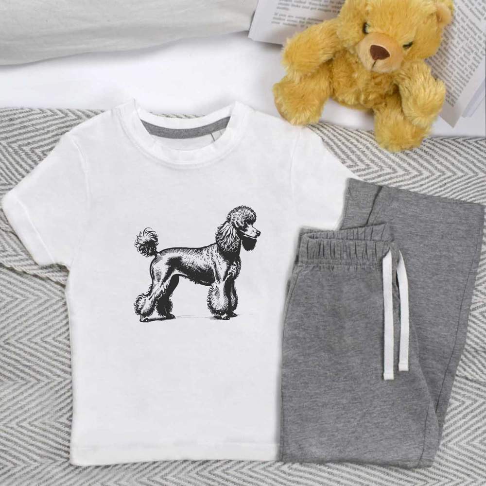 'Poodle On Show' Kids Nightwear / Pyjama Set (KP046205)