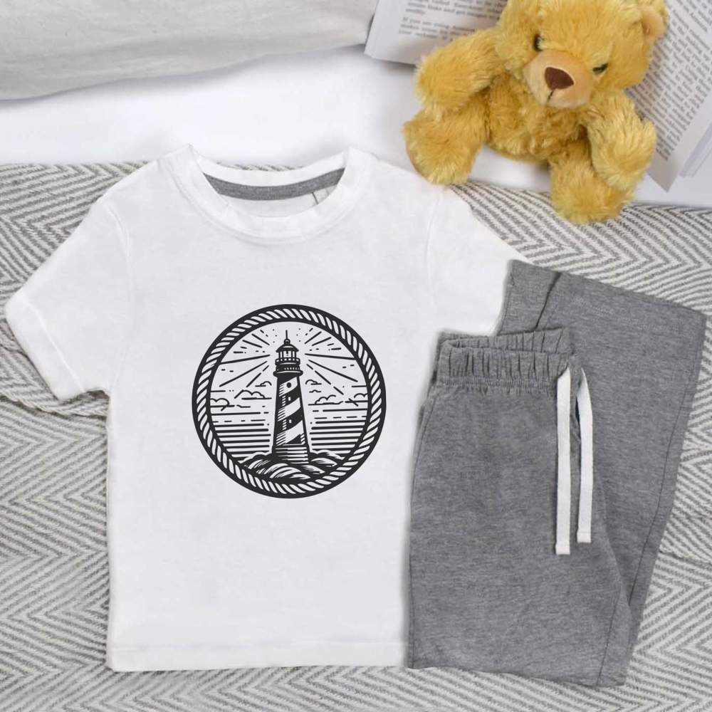 'Lighthouse And Rope' Kids Nightwear / Pyjama Set (KP047595)