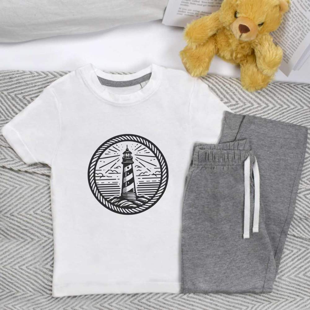 'Lighthouse And Rope' Kids Nightwear / Pyjama Set (KP047595)