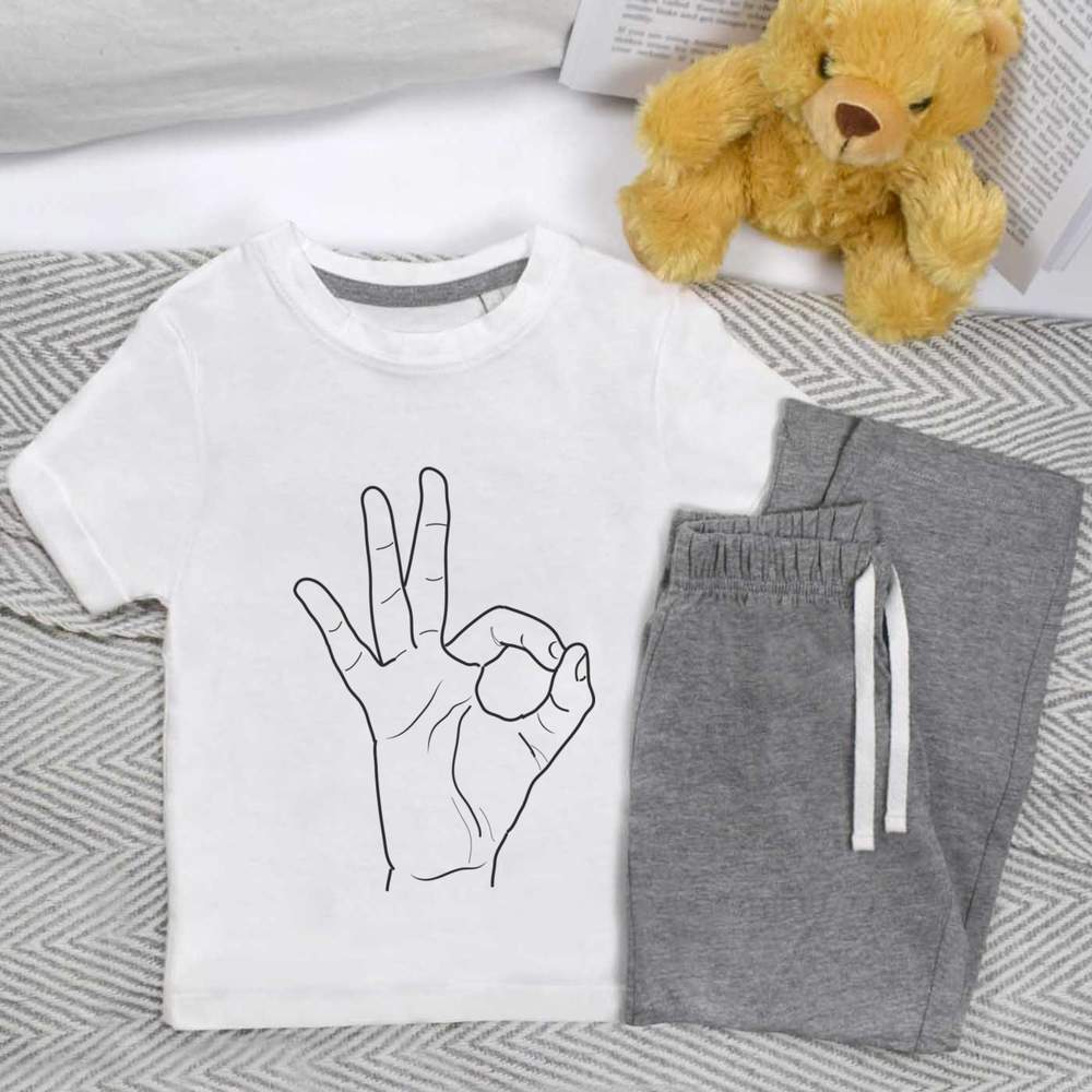 'Hand Sign Okay' Kids Nightwear / Pyjama Set (KP049836)