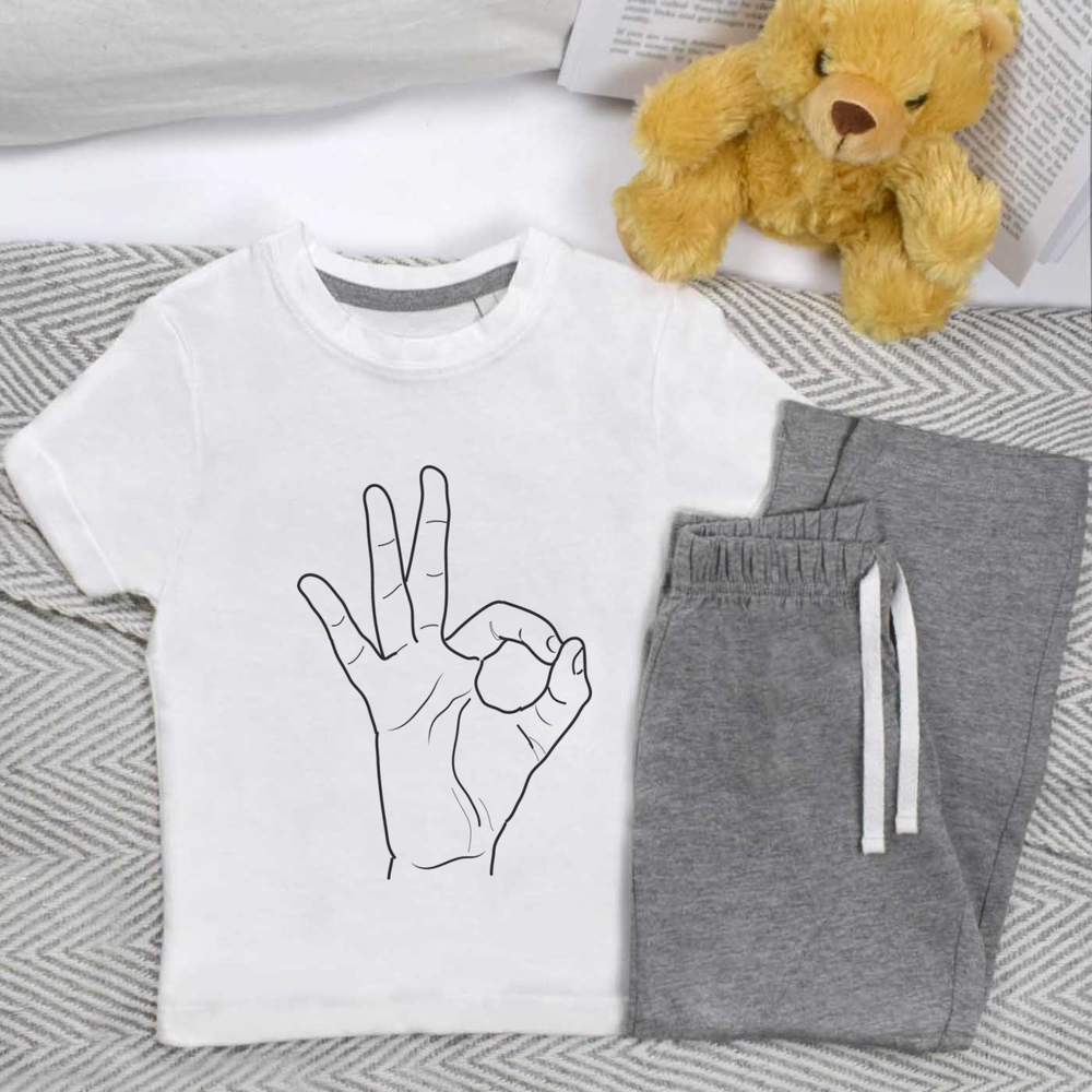 'Hand Sign Okay' Kids Nightwear / Pyjama Set (KP049836)