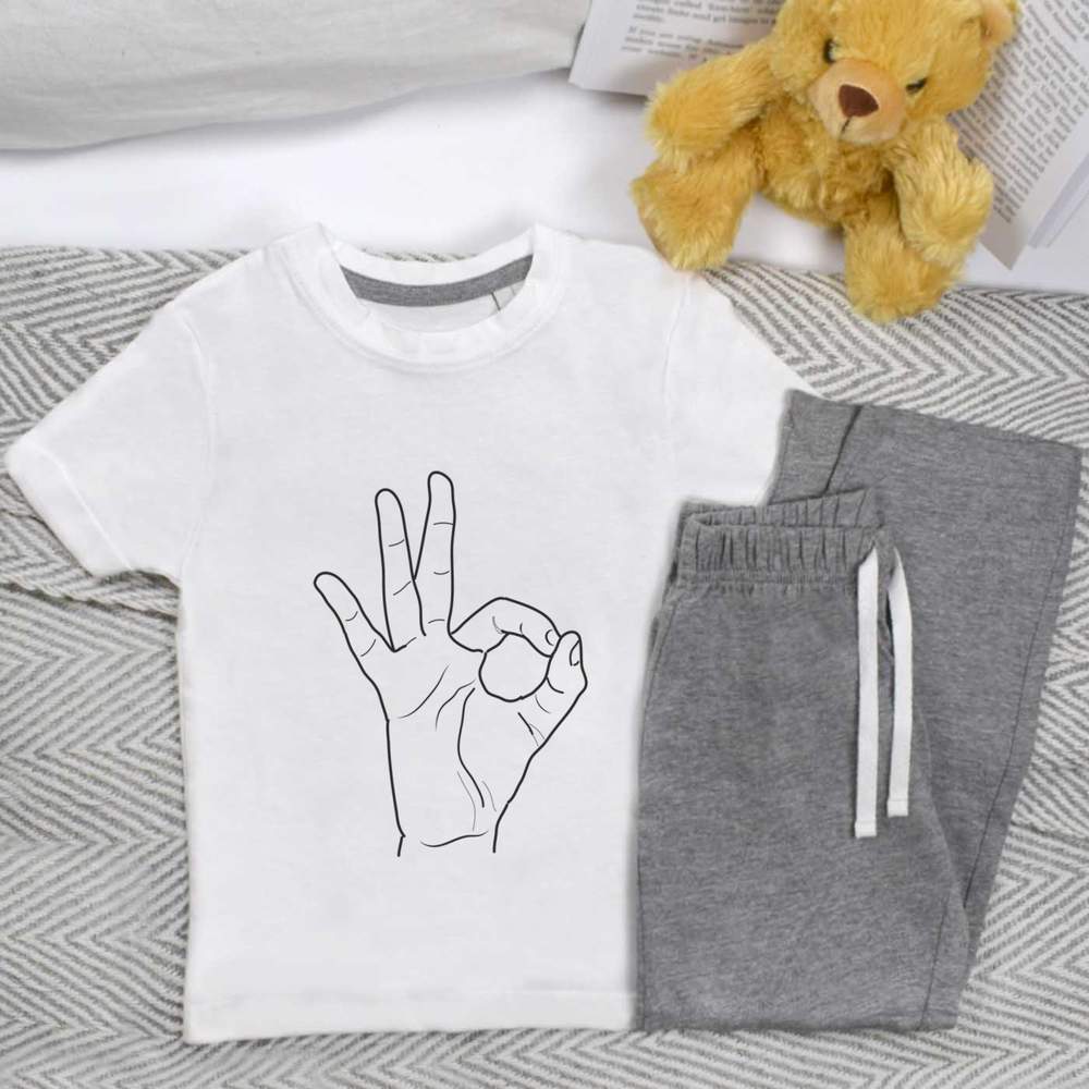 'Hand Sign Okay' Kids Nightwear / Pyjama Set (KP049836)