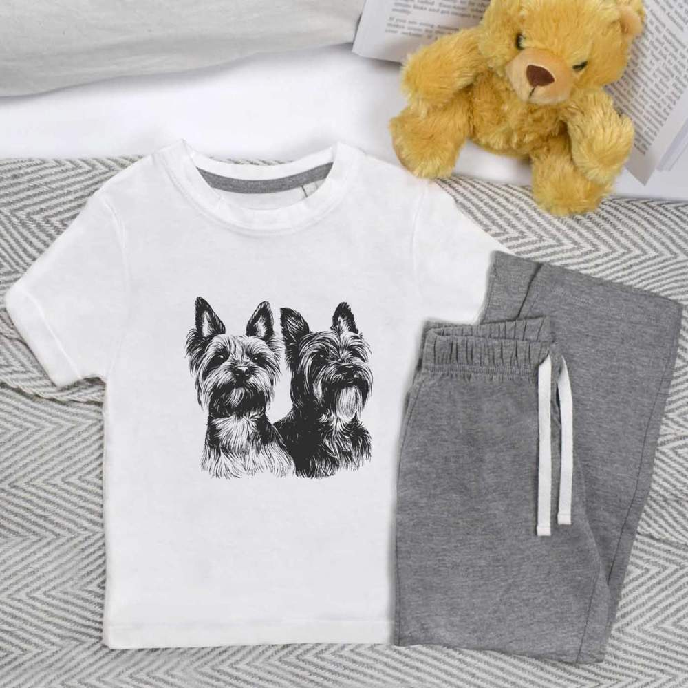 'Two Yorkshire Terriers Portrait' Kids Nightwear / Pyjama Set (KP053101)