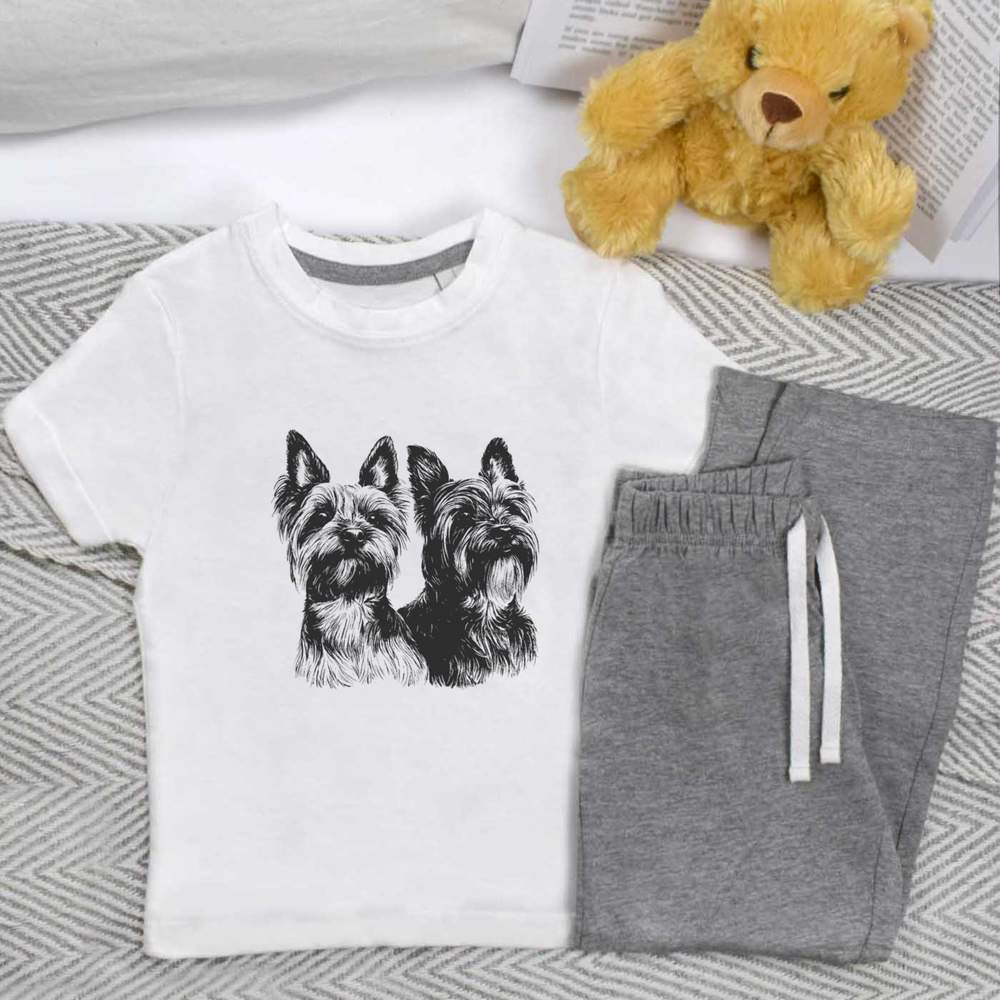 'Two Yorkshire Terriers Portrait' Kids Nightwear / Pyjama Set (KP053101)