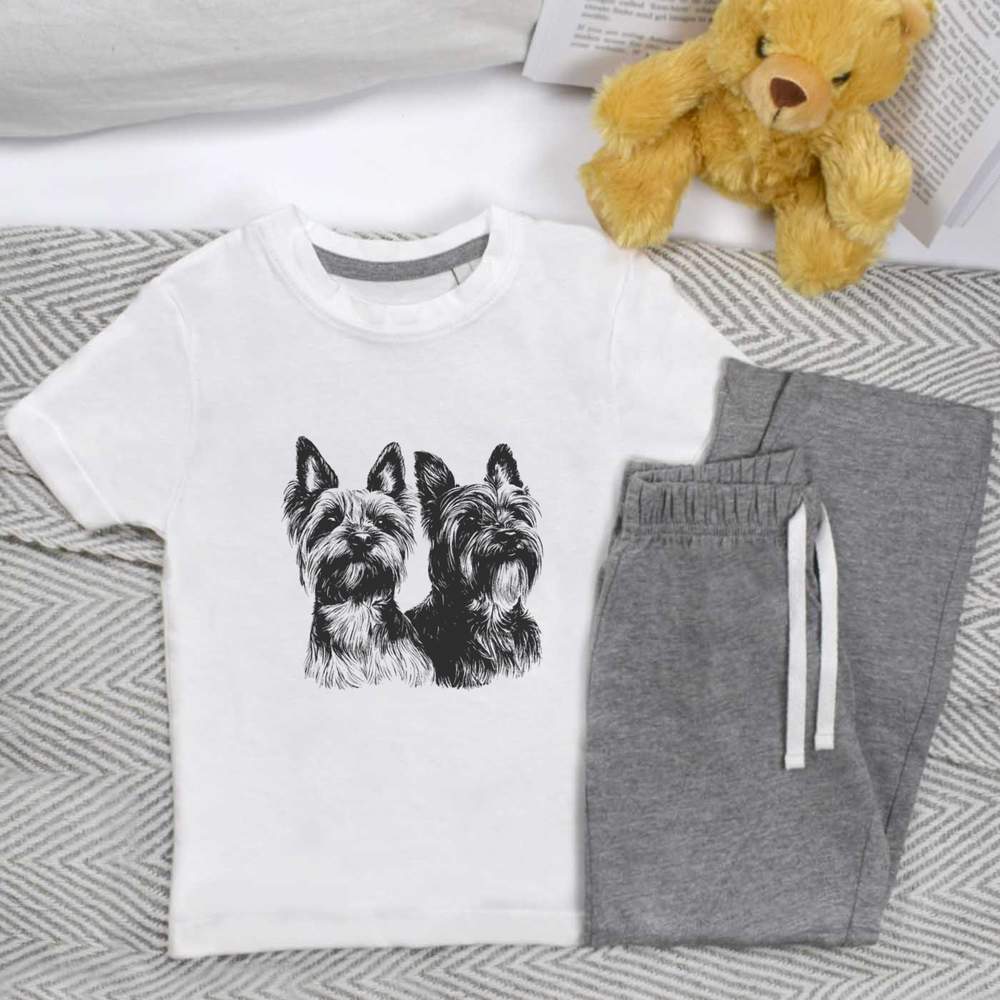 'Two Yorkshire Terriers Portrait' Kids Nightwear / Pyjama Set (KP053101)