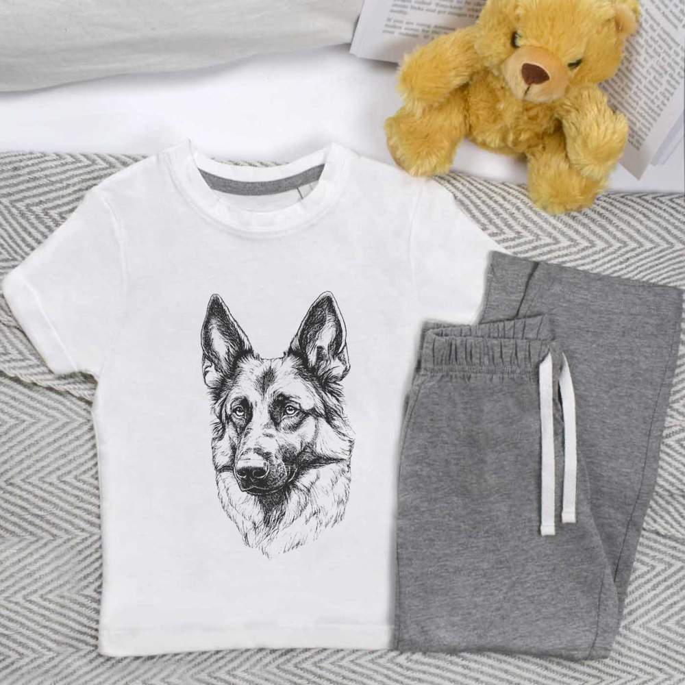 'German Shepherd Portrait' Kids Nightwear / Pyjama Set (KP053359)
