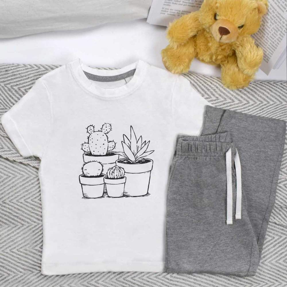 'Cacti Plants in Pots' Kids Nightwear / Pyjama Set (KP053513)